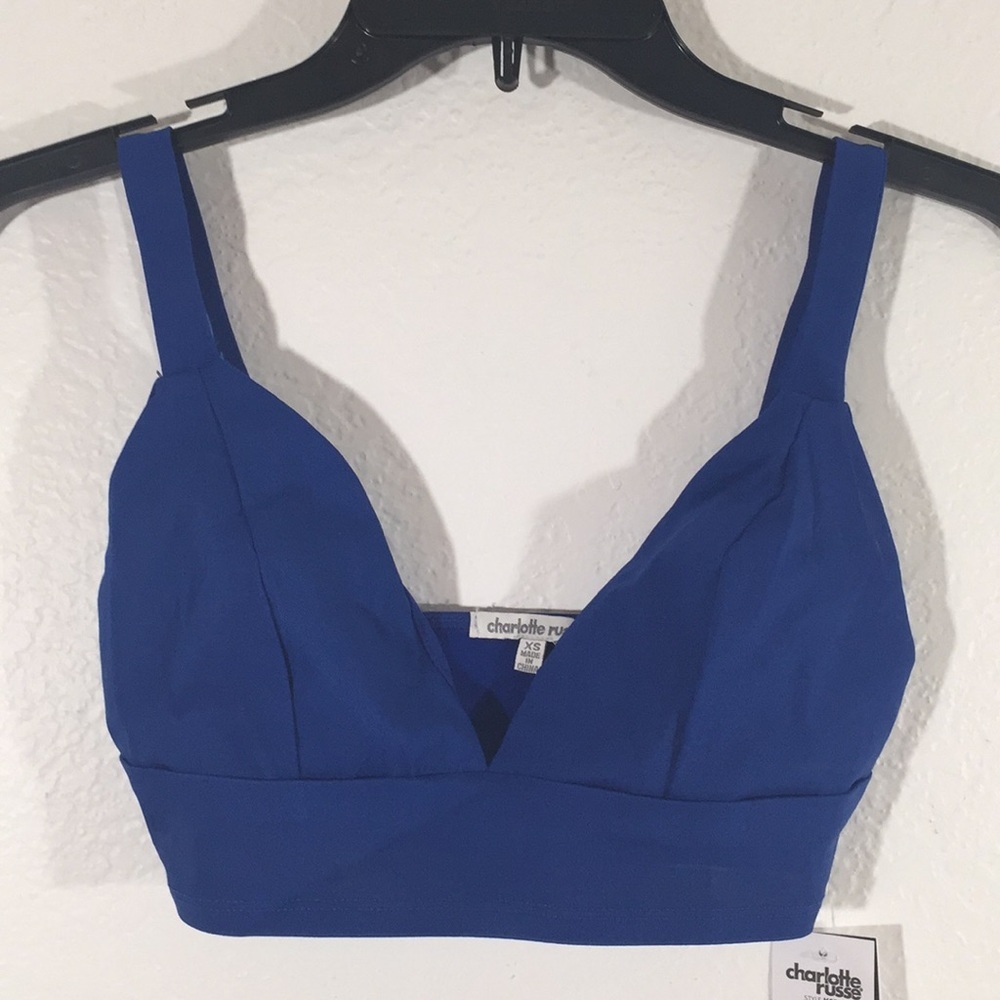 Charlotte Russe Blue Crop Top Stretchy Size Xs New